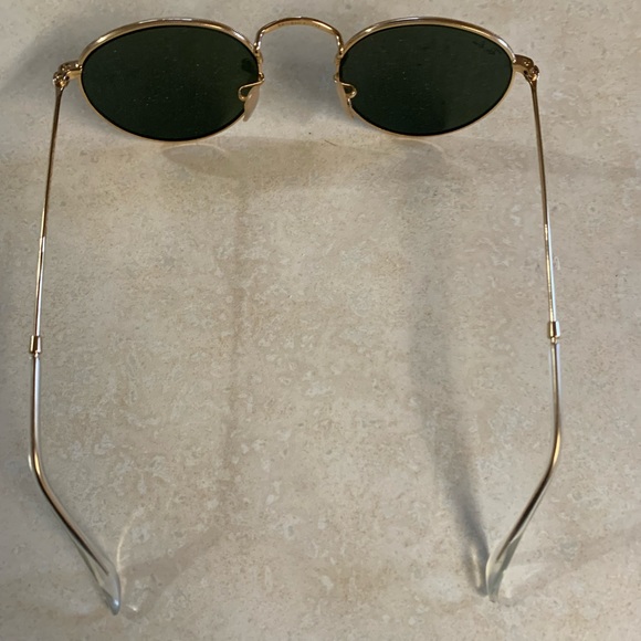 ray ban round metal gold sunglasses with green tint - Picture 4 of 6